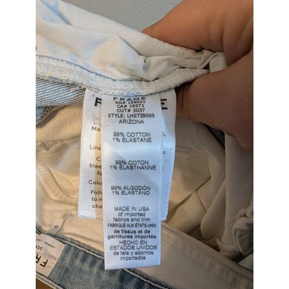 FRAME DENIM White Colorblock‎ Le High Straight Leg Cropped Jeans Women’s Size 29 - Picture 10 of 11